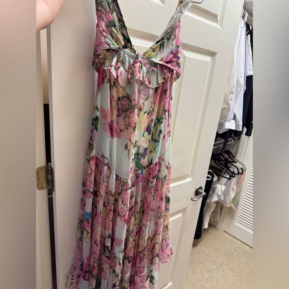 Rococo Sand Backless Floral Maxi Dress in Pink and Green - Picture 2 of 2